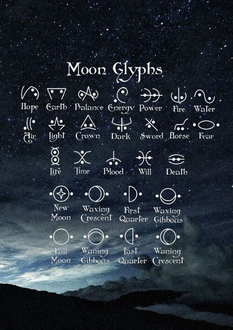 Moon glyphs. Moon Glyphs, Sun Moon Tattoo, Moon Sun Tattoo, Glyph Tattoo, Ancient Alphabets, Cool Symbols, Alphabet Code, Rune Symbols, Alphabet Symbols