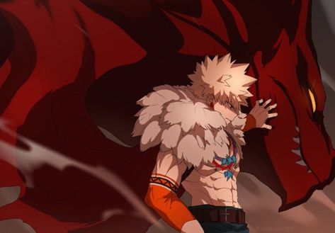 Dragon Bakugou Katsuki, Fantasy Bakugou And Kirishima, Mha Fantasy Au Bakugou, Dragon Bakugou, Bakugo Fantasy Au, My Hero Academia Fantasy Au, Barbarian Bakugou, Dragon King Bakugou, Fantasy Bnha