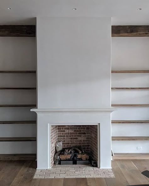 Tadelakt Plaster Fireplace, Large Plaster Fireplace, Plaster Fireplace With Bookshelves, Plaster Fireplace Surround With Wood Mantle, Plaster Fireplace With Mantle, Plaster And Tile Fireplace, Plaster Fireplace Over Brick, Drywall Fireplace Surround, Lime Plaster Fireplace