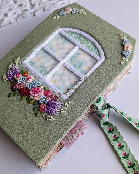 Ruth 🪡 (@journallyours) • Instagram photos and videos Book Cover Design Diy, Cover Painting, Fabric Book Covers, Book Cover Diy, Ribbon Embroidery Tutorial, Handmade Things, Redwork Embroidery, Hand Embroidery Projects, Handmade Notebook