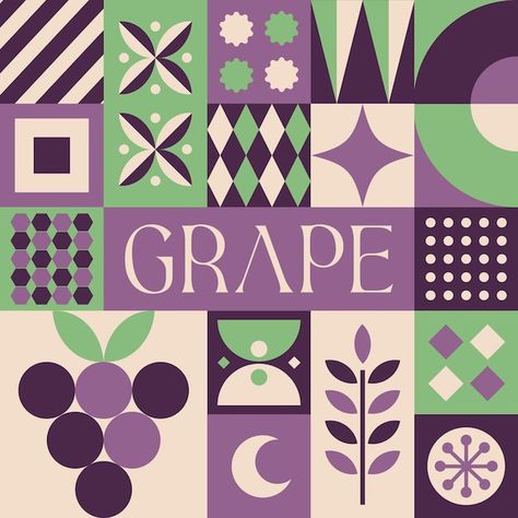 Grape fruit seamless pattern in scandina... | Premium Vector #Freepik #vector Grape Color Palette, Japanese Graphic Design Poster, Grape Vector, Grape Illustration, Nonalcoholic Cocktails, Fruit Logo Design, Ice Cream Pattern, Mosaic Tile Stickers, Grape Design