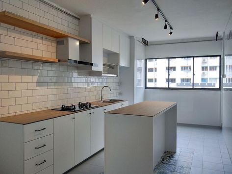 Joo Seng Road | HDB (2018) by Length & Breadth | Qanvast Hdb Kitchen Design Singapore, Hdb Balcony, Hdb Kitchen Design, Hdb Kitchen, Hdb Renovation, Painted Paneling Walls, Interior Design Singapore, Renovation Costs, App Home