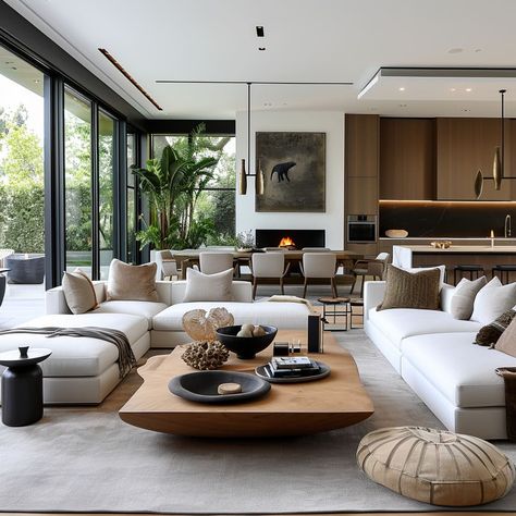 Natural materials like wood textures and leather accents add warmth to the design House Additions, Oversized Sofa, Living Room Stands, Modern Living Room Interior, Interior Design Per La Casa, Sala Grande, Modern Minimalist Living Room, Bar Designs, Home Entrance