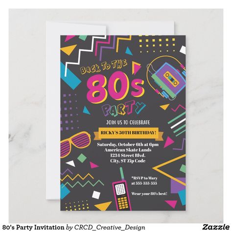 Bollywood Party Decorations, Fiesta Birthday Invitations, 80s Birthday Parties, 80's Party, 80s Theme Party, 80s Theme, Back To The 80's, Retro Birthday, Fiesta Birthday