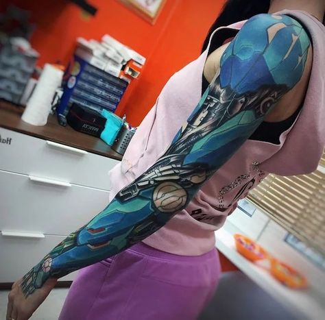 Robotic Arm Tattoo, Armor Sleeve Tattoo, Biomech Tattoo, Robot Tattoo, Sleeve Tattoo Designs, Cyberpunk Tattoo, Mechanic Tattoo, Full Tattoo, Biomechanical Tattoo