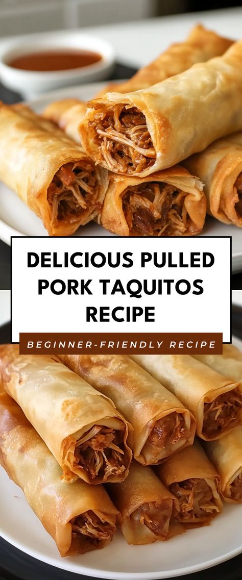 Image for Delicious Pulled Pork Taquitos Recipe Pork Appetizers, Pulled Pork Taquitos, Pork Taquitos Recipe, Pork Taquitos, Sour Cream Ranch Dressing, Chipotle Ranch Dressing, Easy Pulled Pork, Taquitos Recipe, Chipotle Ranch