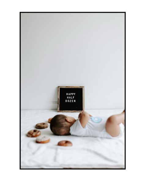 happy half dozen to this sweet babe 🍩 how cute is this half dozen idea for a 6 mo shoot!?! i just knew these photos were going to be so stinkin sweet. — #photoshoot #midwestphotographer #studiophotography #cakesmash #cakesmashphotography #birthdayphotoshoot #portraitphotography 6 month old photoshoot, studio birthday shoot, cake smash, donut photoshoot, midwest photographer, travel photographer Half Dozen Birthday, Half Dozen Photo Shoot, 6 Month Birthday Photoshoot Ideas, Happy Half Dozen, Donuts Photoshoot, Half Year Birthday Ideas, 6 Month Baby Picture Ideas Half Birthday, Halfway To One Photoshoot, Half Birthday Photos