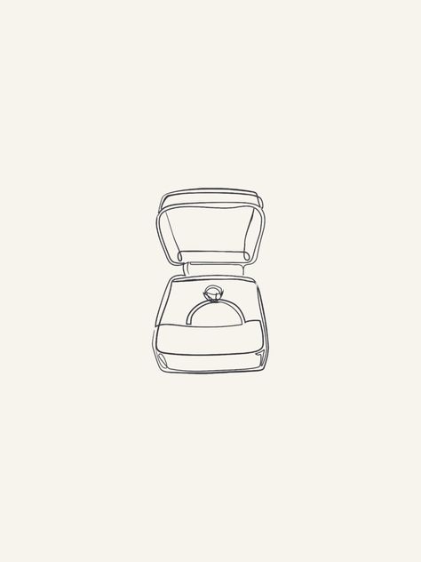 Hand-drawn ring box illustration as part of organic brand identity for a wedding photographer Engagement Ring Drawing, Engagement Ring Illustration, Ring Doodle, Wedding Ring Illustration, Wedding Ring Graphic, Wedding Ring Drawing, Engagement Illustration, Wedding Doodles, Rings Illustration