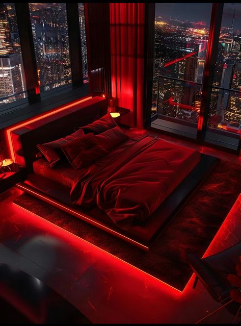 Dream Bedroom Inspiration, Red Lights, Red Rooms, Decoration Inspiration, Bedroom Aesthetic, Dream Rooms, Dream House Decor, Room Aesthetic, Dream Bedroom