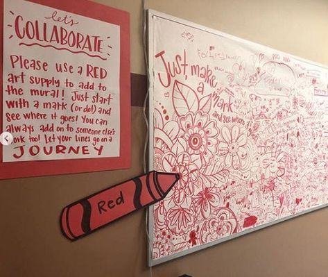 23 Collaborative Art Projects That Bring out Everyone's Creative Side Art Projects For High School, Art Bulletin Boards, معرض فني, Group Art Projects, Collaborative Art Projects, Group Art, E Mc2, Instagram Time, Collaborative Art