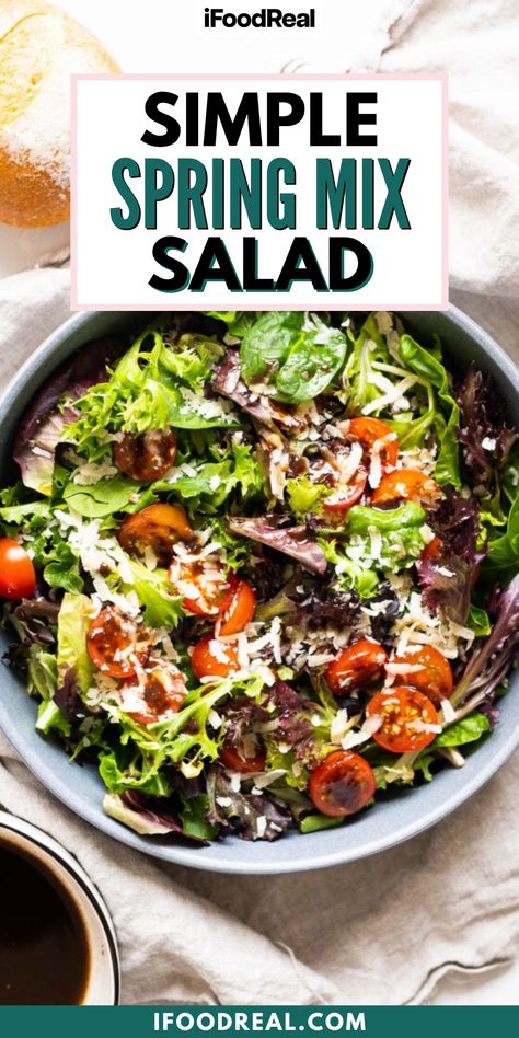 Salad With Spring Mix Recipe, Salad Spring Mix Recipes, Spring Salad Mix Ideas, Salad Recipes With Spring Mix Lettuce, Best Spring Mix Salad Recipe, Recipes With Spring Mix Lettuce, Spring Mixed Salad Recipes, Spring Mix Salad Dressing Vinaigrette, Green Tossed Salad Recipes