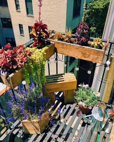 DIY Balcony Railing Planter: Decorative Planter Ideas - Unique Balcony & Garden Decoration and Easy DIY Ideas Urban Garden Ideas, Urban Gardening Balcony, Balcony Railing Planters, Apartment Balcony Garden, Diy Garden Patio, Garden Apartment, Small Balcony Garden, Small Patio Garden, Fire Escape