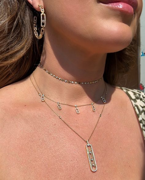 Messika Jewelry Aesthetic, Messika Choker, Messika Earrings, Messika Necklace, Messika Jewelry, Rose Gold Diamond Bracelet, Rose Gold Diamond Necklace, Yellow Gold Diamond Earrings, Diamond Fashion Jewelry