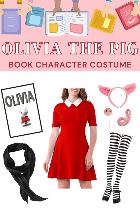 olivia the pig book character costume Book Character Costume, Pig Costume, Characters Cosplay, Pig Costumes, Book Character Costumes, Character Costume, Costume For Halloween, Beloved Book, Creative Costumes