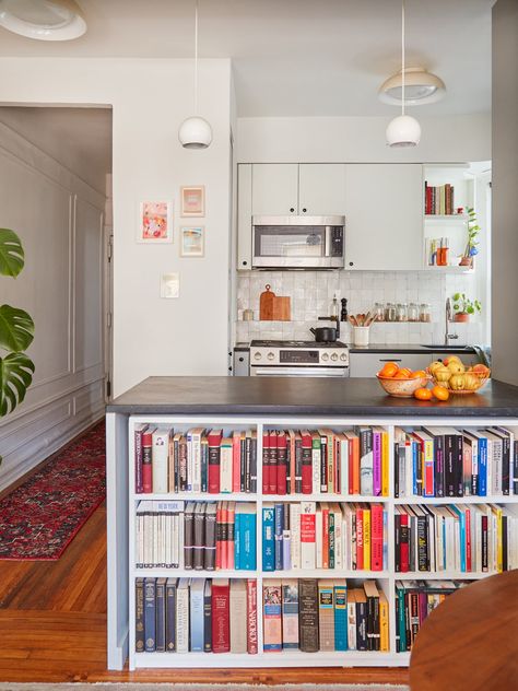 Old Radiators, Kitchen Peninsula, New Oven, Brooklyn Apartment, Love Of Reading, Ikea Billy Bookcase, Apartment Renovation, Floor Bed, Sink Cabinet