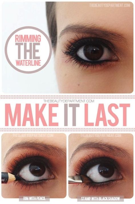 Keep your waterline eyeliner from running or disappearing during the day. | 15 Easy Hacks For Perfect Eyeliner Eyeliner Tips, Make Up Inspiration, Linda Hallberg, Perfect Eyeliner, Eye Liner Tricks, Makeup Tricks, Eyeliner Tutorial, All Things Beauty, Makeup Skin Care