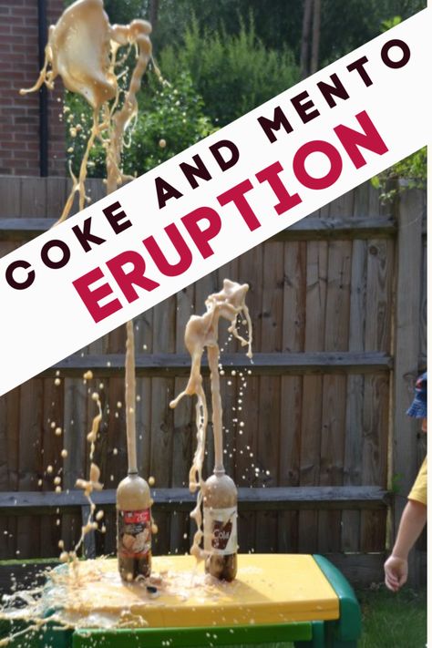 Science Experiments That Explode, Mentos In Coke Experiment, Mentos Science Experiment, Mentos Coke Experiment, Science Projects For Seniors, Diet Coke And Mentos Experiment, Coke And Mentos Volcano, Explosive Science Experiments, Mentos And Soda Experiment Science Fair