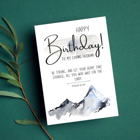 Printable Birthday Card For Husband, Scripture Birthday Card For Him, Christian Bible Verse Card For Husband, PDF Download https://etsy.me/3NlYzuN #blue #birthday #gray #birthdaycard #greetingcard #forhim #forhusband #happybirthday #christian Birthday Card Christian, Christian Birthday Cards, Birthday Card For Husband, Cricut Birthday Cards, Christian Drawings, Christian Birthday, Cricut Birthday, Birthday Card For Him, Card For Husband