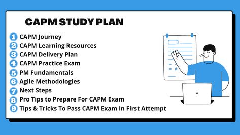 The CAPM Study Plan is a comprehensive guide to help you prepare for the Certified Associate in Project Management (CAPM) exam. It includes study materials, practice questions, and a structured learning plan to ensure you're well-prepared for the exam. Capm Exam, Professional Development Activities, Pmp Exam Prep, Pmp Exam, Course Schedule, Scrum Master, Study Schedule, Training School, Development Activities