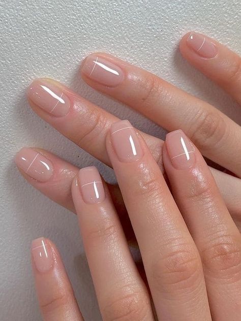 Short Gel Nail Designs Neutral, Very Short Ballerina Nails, No Extension Nail Ideas, Gel Polish Nail Designs Nude Color, Ombre Nails Natural Neutral, Classy Work Nails Short, Short Natural Acrylic Nails Squoval, Subtle Classy Nails, Nude With Design Nails