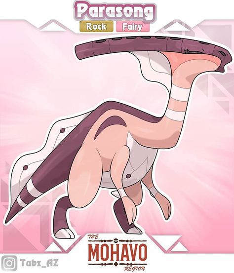 The Hollow fossil has been revived! Meet the evolved form of Hadarina,Parasong! The Vocal Pokemon! Parasong is based on Parasaurs,… Fossil Pokemon, Pokemon Rpg, Pokemon Fake, Pokemon Fusion Art, Pokemon Regions, Pokemon Fanart, Pokemon Breeds, Oc Pokemon, Pokemon Universe