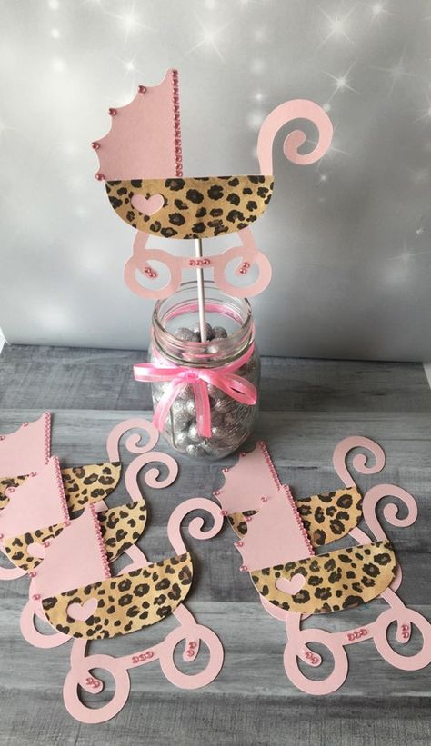 Baby Carriage Centerpiece, Carriage Centerpiece, Leopard Baby Showers, Jungle Baby Shower Decorations, Babyshower Decor, Haunted House Cake, Leopard Print Cake, Cheetah Baby, Leopard Baby