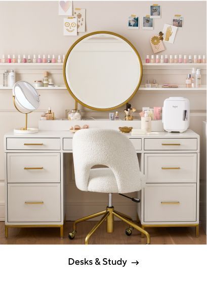 Desks & Study Desk/vanity Ideas, Teen Vanity, Girls Desk, Teen Study, Girls Vanity, Girl Desk, Study Furniture, Teen Girl Room