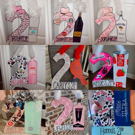 21 Signs Birthday, 21 Cardboard Sign, 21st Bday Gifts, 21 Bday Sign Ideas, 21 Birthday Sign Ideas, 21st Bday Signs Ideas, 21 Birthday Number Sign, Preppy 21st Birthday Sign, 21st Bday Signs