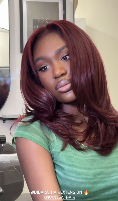 Brown Red Hair Black Women, L’oréal Hicolor Magenta And Red, Burgandy Hair On Brown Girl, Red Hair For Dark Skin, Warm Dark Hair Color, Wine Red Hair Black Women, Burgundy Hair Color On Black Women, Types Of Red Hair Shades, Brown Girl Red Hair