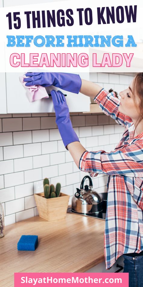 Here are the 15 secrets you need to know (and that cleaning ladies want you to know) before hiring them! #cleaning #slayathomemother #cleaninghacks #cleaningtips #cleanignlady Clean Kitchen Countertops, Don't Procrastinate, How To Clean Kitchen, Kitchen Cleaning Tips, Cleaning The Kitchen, Deep Cleaning Checklist, Mopping Floors, Cleaning Checklists, Cleaning Lady