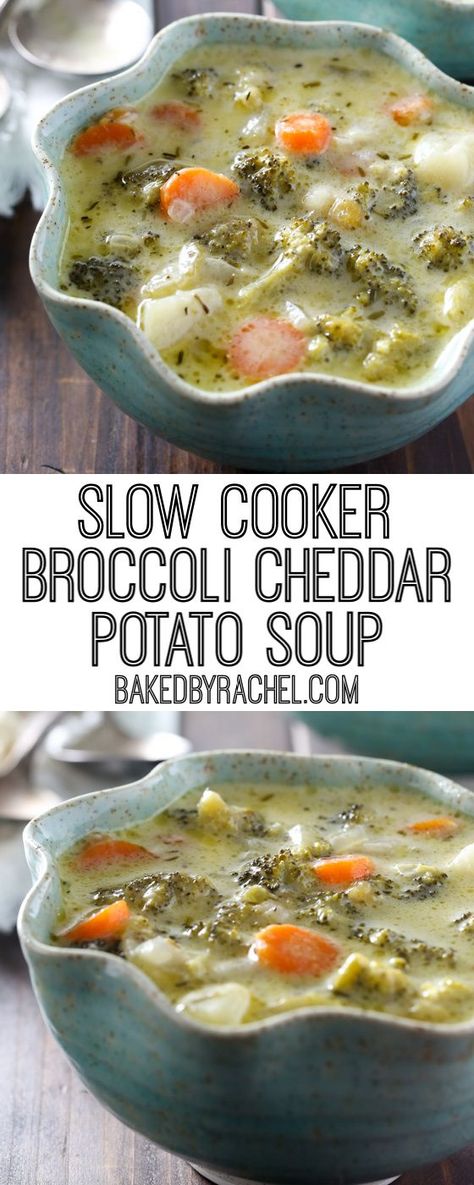 Broccoli Cheddar Potato Soup, Broccoli Cheddar Potato, Cheddar Potato Soup, Broccoli Potato Soup, Slow Cooker Broccoli, Cheddar Potatoes, Slow Cooker Potatoes, Creamy Broccoli, Quick And Easy Soup