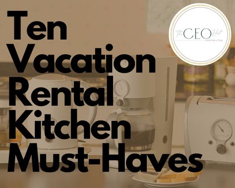 Vacation Rental Kitchen, Short Term Rental Bedding, Beach House Rental Must Haves, Small Beach Condo, Vacation Rental Decor Ideas, Short Term Rental Decor, Small Condo Decorating, Airbnb Decor, Kitchen Set Up