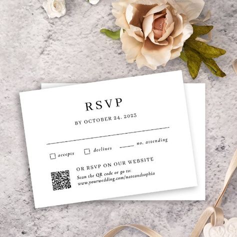 Simple Combo Traditional and QR Code Wedding RSVP Enclosure Card Wedding Invitation Trends, Qr Code Wedding, Wedding Reception Table Decorations, Rsvp Online, Wedding Newspaper, Wedding Response Cards, Wedding Anniversary Invitations, Wedding Enclosure Cards, Simple Budget