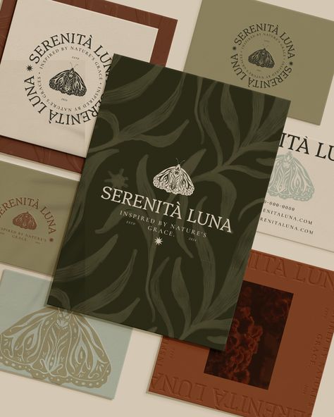 SERENITA LUNA — DAYENAH STUDIO Elegant Illustration Design, Elegant Perfume Bottles, Flower Company Logo, Hotel Brand Identity Design, Perfume Typography, Typography Restaurant, Hotel Typography, Brand Identity Design Luxury, Product Branding Design