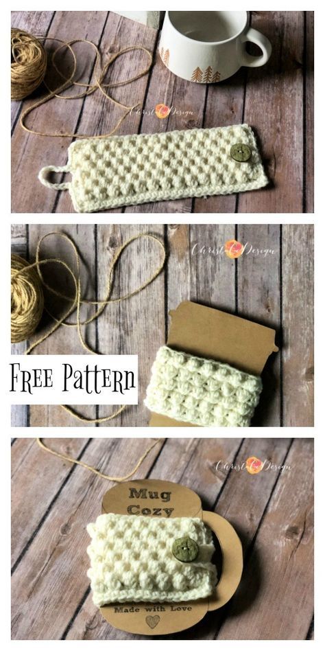 Coffee Mug Wrap Free Crochet, Crochet Mug Hug, Coffee Mug Crochet Cozy Pattern, Crochet Coffee Mug Cozy, Crochet Stanley Cup Accessories, Coffee Cup Cozy Crochet Pattern Free, Fast Crochet Patterns, Christmas Cup Cozy, Mug Cozy Crochet Pattern