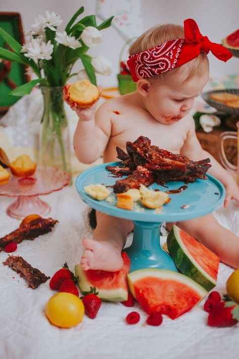 1st Birthday Photoshoot Steak, Meat Smash Cake, First Birthday Cookout, Bbq Themed First Birthday Party, Bbq Birthday Party Ideas Kids, Bbq First Birthday Photoshoot, First Birthday Bbq Theme, 1st Birthday Bbq Theme, Steak Smash Photoshoot