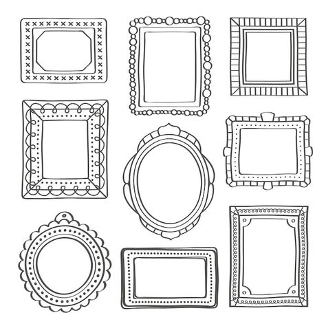 Framed Tattoo, Doodle Frame, Doodle Frames, Antique Picture Frames, Drawing Frames, Artist Journal, Cute Frames, Doodle On Photo, Diy Stamp