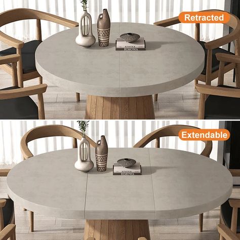 Japandi 39"-55" Extendable Dining Table 6-Seater Gray Oval&Round Table Pedestal Breakfast Nook With Extendable Table, Dining Table Extendable Modern, Expandable Dining Tables Round, Expandable Round Dining Table Transitional, Expandable Round Dining Table Wood, Round Extendable Dining Table Wood, Owen Round Pedestal Extending Dining Table, Expandable Round Dining Table Oak, Japandi Dining Table