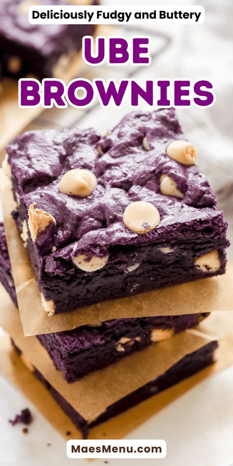 Ube Sugar Cookie Recipe, Ube Bars Recipe, Easy Ube Dessert, Ube Cookies Recipes, Ube White Chocolate Chip Cookie, Easy Ube Recipes, Ube Snacks, Purple Sweet Potato Recipes Desserts, Purple Brownies