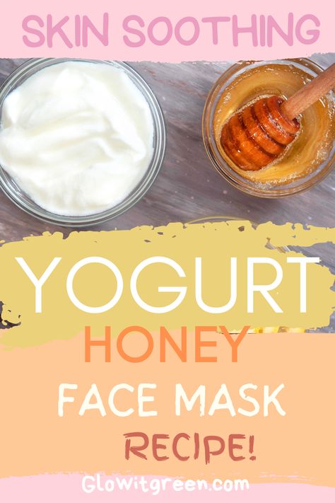 Soothe dry, irritated, or blemished skin with a soothing and hydrating yogurt and honey face mask recipe at Glowitgreen.com! Discover why these natural ingredients are so good for improving your skin, and get the recipe! Honey On Face, Yoghurt Face Mask, Hydrating Face Mask Diy, Diy Honey Face Mask, Honey Facial Mask, Oatmeal Face Mask, Oatmeal Mask, Yogurt Face Mask, Yogurt Mask