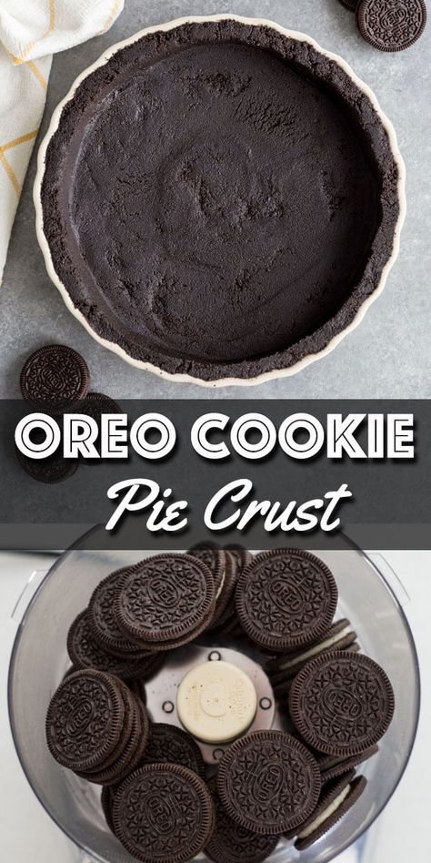 A simple and easy Oreo Cookie Pie Crust is great for those no-bake pies and tarts for hot summer days. | wildwildwhisk.com #oreo #piecrust #oreocrust Oreo Cookie Pie Crust, Easy Oreo Pie, Cookie Pie Crust Recipe, Oreo Crust Recipe, Cookie Pie Crust, Oreo Cookie Pie, Oreo Pie Crust, Pies And Tarts, Oreo Pie