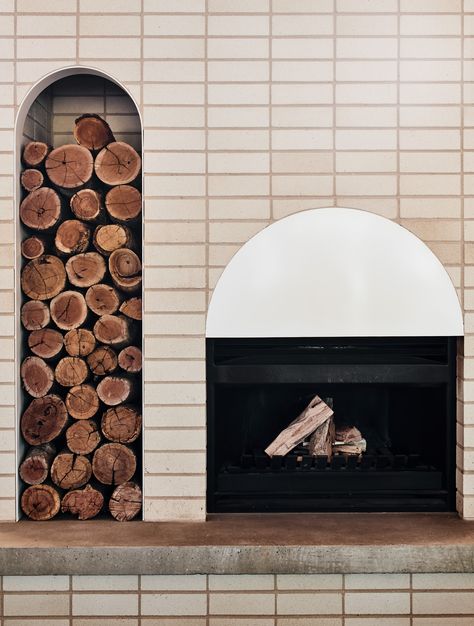 Crazy Pave, Hearth Tiles, Timber Battens, Breeze Blocks, Interior Design Photography, Contemporary Fireplace, Australian Architecture, The Local Project, Street House