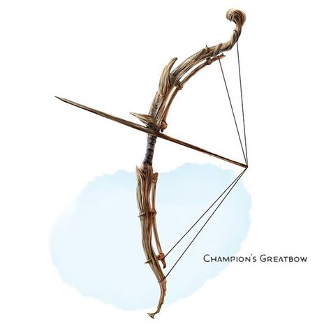 ⚔️ 𝗡𝗲𝘄 𝗶𝘁𝗲𝗺! Champion's Greatbow Weapon (longbow), rare ___ This large bow is wrought from the boughs of an old, resilient tree. Its… Magic Longbow, Griffons Saddlebag, Magic Artifacts, 5e Items, Dnd Concept, The Griffon's Saddlebag, Griffon's Saddlebag, Homebrew Items, Dnd Magic