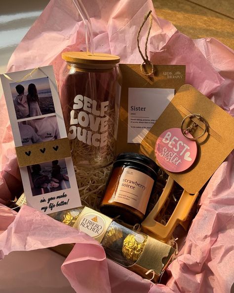 Celebrate Rakshabandhan with our 2024 gift hampers for Bhai and Behen! ��🎁💕 Each hamper is filled with love and includes: 🫶 Personalised glassware 🫶 Best Brother/Sister keychain 🫶 Photo strip 🫶 Scented candle 🫶 Ferrero Rocher 🫶 Rakhi for brother/ Claw Clip for sister 🫶 A cute gift note! Show your sibling how much they mean to you with these adorable and thoughtful gifts! 💖✨ #Rakshabandhan2024 #SiblingLove #Artastherapyy Comment below “interested” for the product link 🔗 Accepting orders | ... Gift Hamper For Sister, Gift Ideas For Siblings, Cute Hamper, Keychain Photo, Rakhi For Brother, Personalized Glassware, Photo Strip, Best Sister, Ferrero Rocher