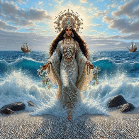 Oshun Y Yemaya, Our Lady Of Immaculate Conception, Yemaya Orisha, Summoning Spells, Microsoft Copilot, African Inspired Decor, Goddess Of The Sea, Leo Traits, Black Royalty