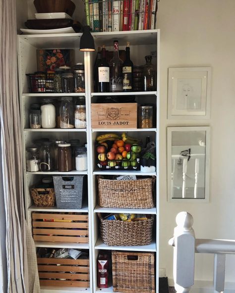 Any open pantry fans? It can get messy, but we love the European feel, and easy access! (also, it forces us to stay mostly organized😏) See that “junk” crate bottom left? 😐 #pantrydesign #pantry #openpantry #home #homeorganization #ikea #peaveymart #designmyspace #homedecor Open Pantry, Pantry Design, Easy Access, Pantry, Home Organization, The Unit, Quick Saves, Home Decor, Home Décor