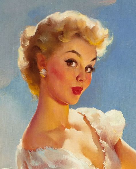 Gil Elvgren Vintage Illustration Art, Pin Up Girl Vintage, Gil Elvgren, Female Art Painting, Vintage Illustrations, Art Wallpaper Iphone, Woman Drawing, Vintage Pinup, Illustrations And Posters