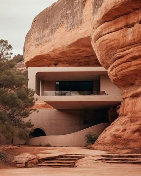 Rock Building Architecture, Buildings Inspired By Nature, Organic Building Architecture, Erosion Architecture, Nature Architecture Concept, Dune Architecture, Rock Architecture, Organic Architecture Concept, Tectonic Architecture