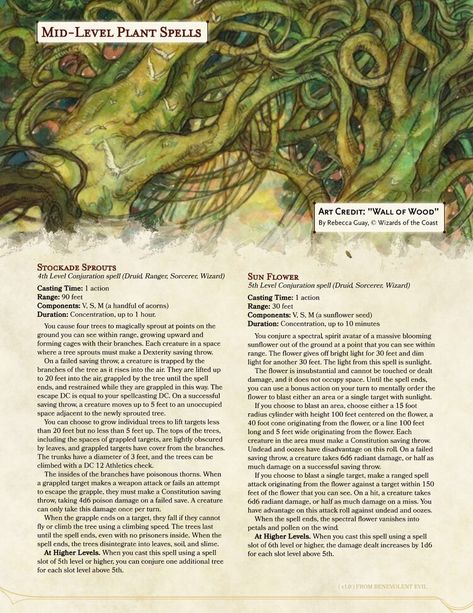 Druid Spells, Spells Dnd, Spell Art, Fantasy Plant, Dnd Druid, Magic System, Dnd Monsters, Monstera Plant, D&d Dungeons And Dragons