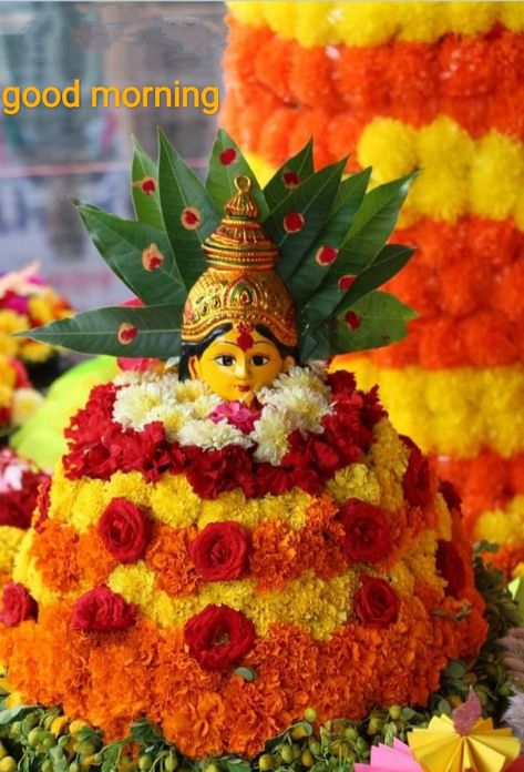 Creative Bathukamma Ideas, Ammavari Decoration At Home, Bathukamma Designs, Batukamma Decoration, Bathukamma Decoration Ideas, Bhathukamma Festival, Bathukamma Images, Ammavari Images, Festival Backdrop